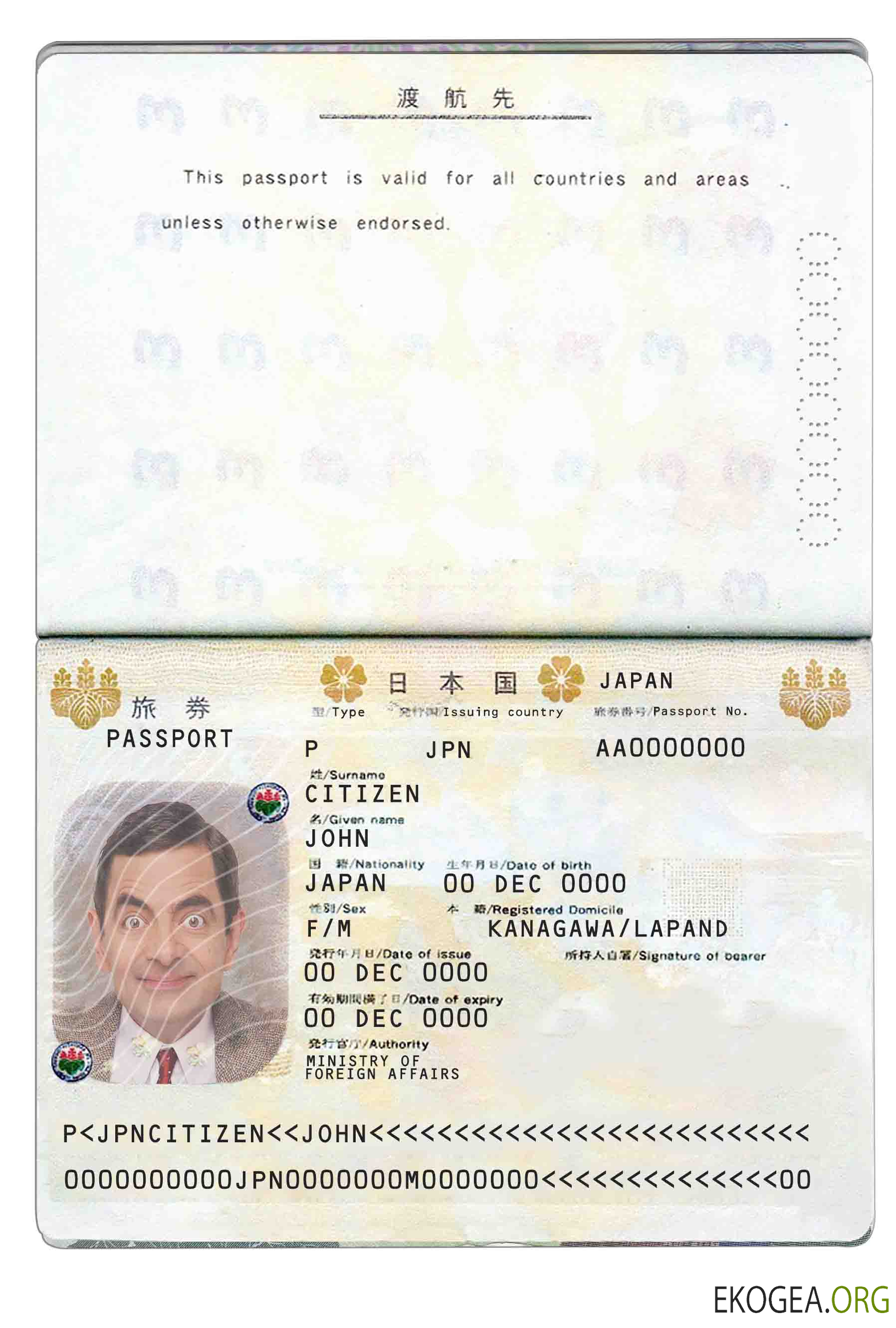 Passeport japonais template